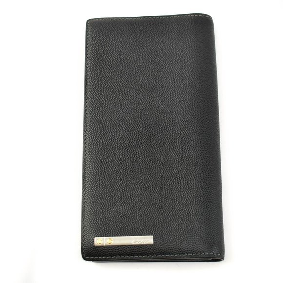 CARTIER "Love": Black, Leather & "Screw" Hardware Logo Long Wallet (pv) - Picture 1 of 9
